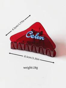 1pc French Transparent Letter Triangle Hair Claw Clip, Suitable For Women With Fine Hair - Multicolor - View 2