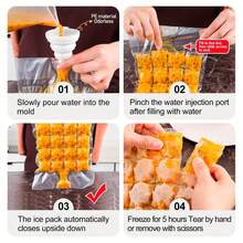 Disposable Tray, Easy To Use With Tear-Off Ice Cubes, Includes 100 Bags (Total 2400 Ice Cubes) + 1 Random Color Funnel, Suitable For Outdoor Kitchen Tools And Beverage Cooling, Stackable Design, Easy Filling. Essential Refrigerator Accessory And Party Supplies, Summer Kitchen Essentials - Multicolor - View 3
