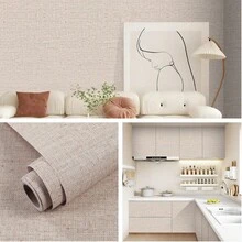 Thickened Linen-Like Self-Adhesive Wallpaper, PVC Waterproof Removable Sticker, Modern Minimalist Style For Bedroom, Living Room, Hotel, Tabletop, Furniture, Sofa, Headboard Decor, Multiple Colors Available - Solid Color - View 8