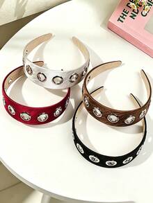 1pc Retro Elegant Metal Hoop Fabric Wide-Brimmed Headband, Versatile Hairband Suitable For Daily Wear, Makeup, Outings, Parties Travel Accessories Hair Band Diadema Hair Hoop - Multicolor - View 4