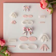 3件套蝴蝶结形软陶耳环模具，手工吊坠发夹组合模具套装，适合初学者的全新DIY工具 - 白色 - 查看 5
