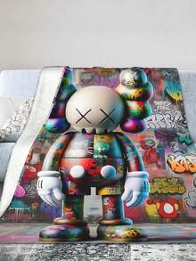 Kawss Kawaii Kaw Blanket Luxury Anime Flannel Blanket - Ultra Soft Cartoon Print, The Perfect Gift For Any Occasion, Christmas, Birthday, For Home, Camping & Travel Use - màu đen - Xem 5