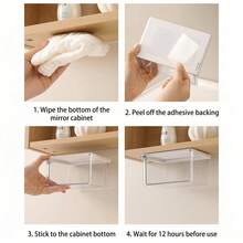 1pc/2pcs/3pcs No-Drill Transparent PET Under-Desk Storage Drawer, Multi-Function Hidden Organizer Box Suitable For Cosmetics, Skincare, Sponges, Home Office Vanity Accessories - Transparent - View 10