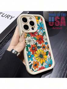 Funda para iPhone 16 Pro Max 16e 15 Plus 14 13 12 11 XS Max XR X Grupo de flores coloridas Ajuste magnético Patrón a prueba de golpes Silicona suave Funda protectora para smartphone Regalo, válido para apple 11/12/13/14/15/16/17 series individuales - 1 unidad - Ver 7
