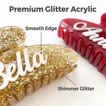 Pinza de pelo de acetato con nombre personalizado para mujeres, pinza de pelo grande personalizada para cabello grueso y fino, pasadores de pelo de acrílico personalizados como regalo para dama de honor, regalo de cumpleaños - Multicolor - Ver 3
