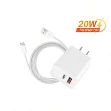 20W PD USB + Type-C 双端口快速充电器适配器，3.3 英尺/100 厘米编织数据线，高速充电，兼容 17/16 Pro Max/16 Pro/16 Plus/16/15， - 美規A型插(110-127V) - 查看 10