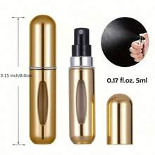Multi-Colored Perfume Bottles, 5ml Refillable Spray Bottles, Portable Mini 5ml Metal Perfume Containers, A Must-Have For Summer, Travel, Outdoor Activities And Dates (Bright Pink, Bright Blue, Bright Silver, Bright Black). - 亮銀色 - 查看 10
