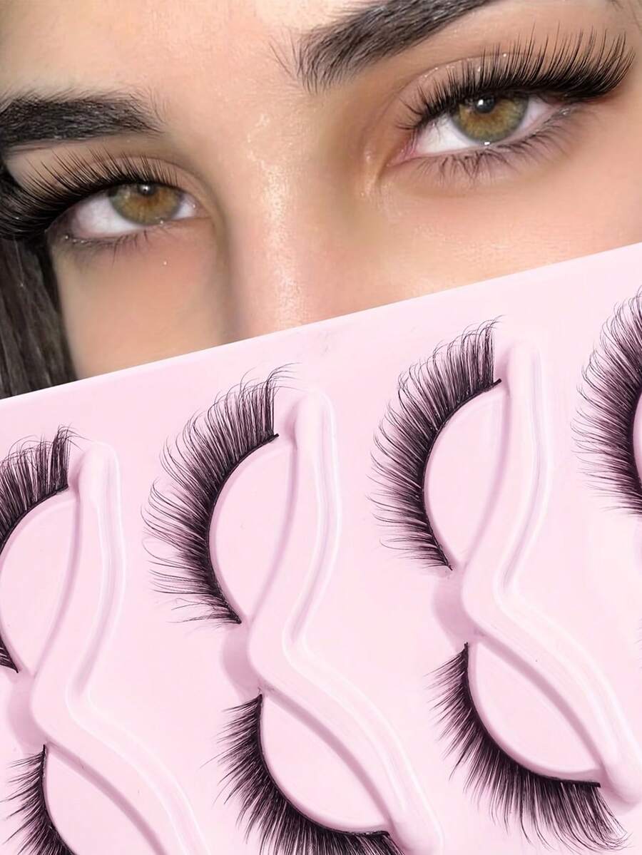 LIMEIKAI 5 Pairs Eye False Eyelashes Natural Volume Curly Makeup Lash Extension For Daily Party Wear 16mm