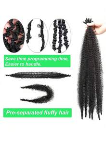 1 Gói Tóc Nối Xoăn Màu Nâu, Tóc Giả Tổng Hợp Dùng Để Tết Xoắn, Tóc Nối Xoăn Dẻo, Mượt Mà, Kiểu Tóc Afro, Gợn Sóng - màu đen - Xem 8