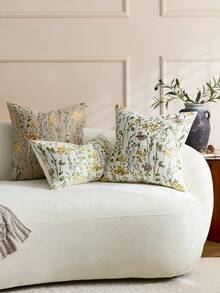 1pc/2pcs Vintage Floral Pattern Throw Pillow Cover, Fashionable Retro Comfortable Jacquard Chenille + Faux Cashmere Decorative Pillow Sham, Suitable For Home Decor, Sofa, Bed, Bedroom, Gift, Holiday Decoration, All Seasons - Milky White - View 8