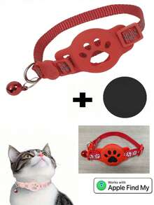 1pc Pet Cat Collar With Apple Find My Tracker, Adjustable Reflective Cat Collar 7-9 Inches, Animal Print Design, Detachable Collar For Cats Only, Not Suitable For Android - Multicolor - View 18