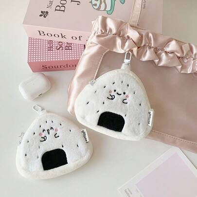 Cartoon Cute Rice Ball Plush Coin Purse, Student Lovely Earbud Case, Portable Data Cable Organizer Bag, Cartoon, Cute, Funny, Soft, Plush, Ins Style, Sweet, Minimalist, Spring, Summer, Autumn, Winter, Kids, Students, Teenagers, Girls, Moms, Young People, Valentine's Day, Easter, Mother's Day, Halloween, Thanksgiving, Christmas, Campus, Commute, Travel, Party, Home, Shopping, Gift, Storage, Dorm, Classroom, Office, Cafe, Park, Outing