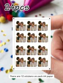 Custom Photo Stickers Personalized Name Date Design, Romantic Elegant Style For Wedding Anniversary Scrapbook Journal Decor, Customized Picture Couple Sticker Set Keepsake Gift, Customizable Text Memory Label For Friends Family Valentine's Day - Style a - View 10