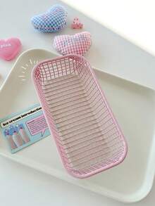 1/2/3/4pcs Decorative Storage Baskets, Smooth Edge Reinforced Metal Wire Mesh Organizer Rack, Suitable For Teachers And Artists' Desk Storage Boxes, Can Be Used To Organize Painting Tools, Toiletries And Daily Sundries, Suitable For Office, Bedroom Or Home Storage, Desk Organizer Travel Season - Multicolor - View 14