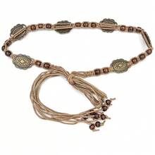 1PC Coconut Shell Wooden Bead Wax Rope Multi-Layer Woven Waist Chain Vintage  Belt Beach Vacation Style Versatile Waist Accessory - Bohemian Vintage Braided Rope Waist Chain - View 5