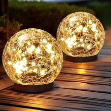 Solar Glass Ball LED Garden Light , IP65, Polished, Semi-Recessed, Decorative Path Light For Patio, Lawn And Garden, With Multiple Components.Halloween Decorations.Halloween Lights, Solar Garden Lights Outdoor, Halloween Outdoor Decorations - warm - 查看 6