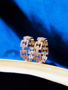 SEQUITO 1 par de delicados pendientes de aro redondo con baño de oro blanco, joyería de disfraz con micro pavé y diminutos circonitas cúbicas AAA brillantes - 3cm - Ver 13