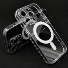 Funda para Teléfono - Fundas Protectoras Transparentes con Diseño Magnético de Lujo para iPhone 12 hasta 17 Pro Max, con Protección para la Cámara - Estilo 1 (1 pieza) - Ver 4
