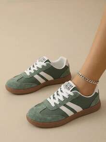 Women's Classic Fashion Comfortable Casual Versatile Lace-Up Lightweight Non-Slip College Style New Sports Shoes - 薄荷綠 - 查看 2