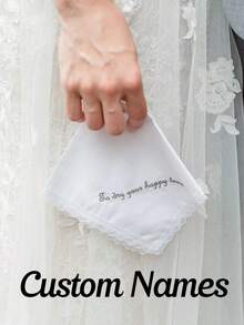 Lenço de Casamento Elegante de Renda, Guardanapo de Casamento Bordado, Presente, Presente para Padrinho, Lenço de Bolso, Presente para Sogra, Lembrancinha de Casamento, Presente para Filha, Lenço Personalizado, Presente de Casamento Personalizado, Guardanapo Bordado, Presente para Pai do Noivo, Presente para Noiva, Presente para Padrinho, Presente para Mãe da Noiva, Lenço de Bolso, Presente para Noiva, Presente de Casamento - Branco - Visão 2