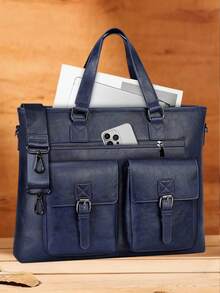 Serviette pour hommes de 15,6 pouces, sac pour ordinateur portable en PU, grande capacité, imperméable, convient pour le travail, les affaires et les voyages - Multicolore - Voir 1