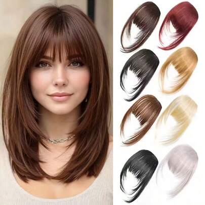 French Layered Bangs Wig, Women's Hairline Wig, Seamless French Bangs Wig, Suitable For Daily Wear, Easy To Wear, Seamless Hair Piece, Multi-Functional Hair Accessory, French Bangs, Natural Looking Wig
