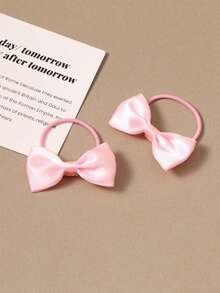 2 chiếc dây buộc tóc nơ hình vũ công ba lê màu hồng, phụ kiện buộc tóc đuôi ngựa dễ thương. - Hồng - Xem 6