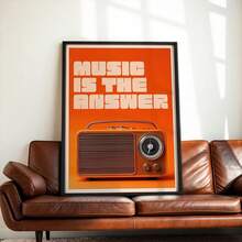 1 件复古 70 年代 FM 收音机墙画，醒目的橙色字体印刷，复古工作室装饰，母亲节墙画，适用于卧室、客厅和书房墙面装饰海报，不含画框 - A - 查看 4