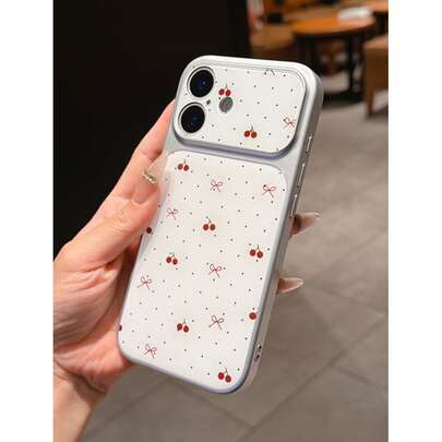 1 chiếc ốp lưng điện thoại cứng họa tiết chấm bi anh đào và nơ, tương thích với Apple 11, 17 Pro Max, 14 Pro Max, 15, 16/16 Pro, 13, 13 Pro/17/17 Pro, bảo vệ camera chính xác, quà tặng ngày lễ