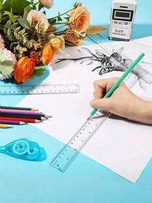 Thước kẻ trong suốt 30cm/12 inch, thước kẻ acrylic trong suốt sáng tạo, thước kẻ nhựa đơn giản để vẽ, đồ dùng học tập cho học sinh trung học và phổ thông, đồ dùng văn phòng phẩm cho ngày lễ tình nhân, đám cưới, sinh nhật, mùa tựu trường, ngày của Mẹ. - A - Xem 4