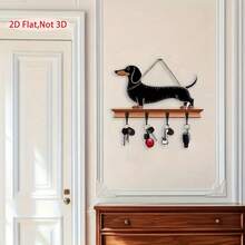 1 pièce Crochet mural en bois thème Teckel vintage plat 2D, convient pour l'entrée, le bureau ou le salon, cadeau parfait pour les amoureux des animaux, accessoire de décoration d'intérieur. | Design de chien de travail | Décoration murale en bois, porte-clés multifonction en bois pour usage domestique - Multicolore - Voir 6