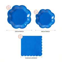 Juego de vajilla desechable de pétalos octagonales de color azul marino, adecuado para fiestas y cenas festivas - azul real - Ver 14