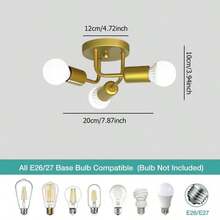 三灯 E27 枝形吊灯，现代简约奢华风格，适用于客厅、卧室、餐厅、厨房、走廊、浴室、阳台（不含灯泡） - 均碼 - 查看 5