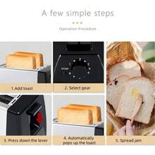 Electric Toaster With 2 Wide Slots For Kitchen, With 1.1 Inch Wide Opening, 6 Toasting Controls, Fast Toaster. - 黑色 - 查看 5