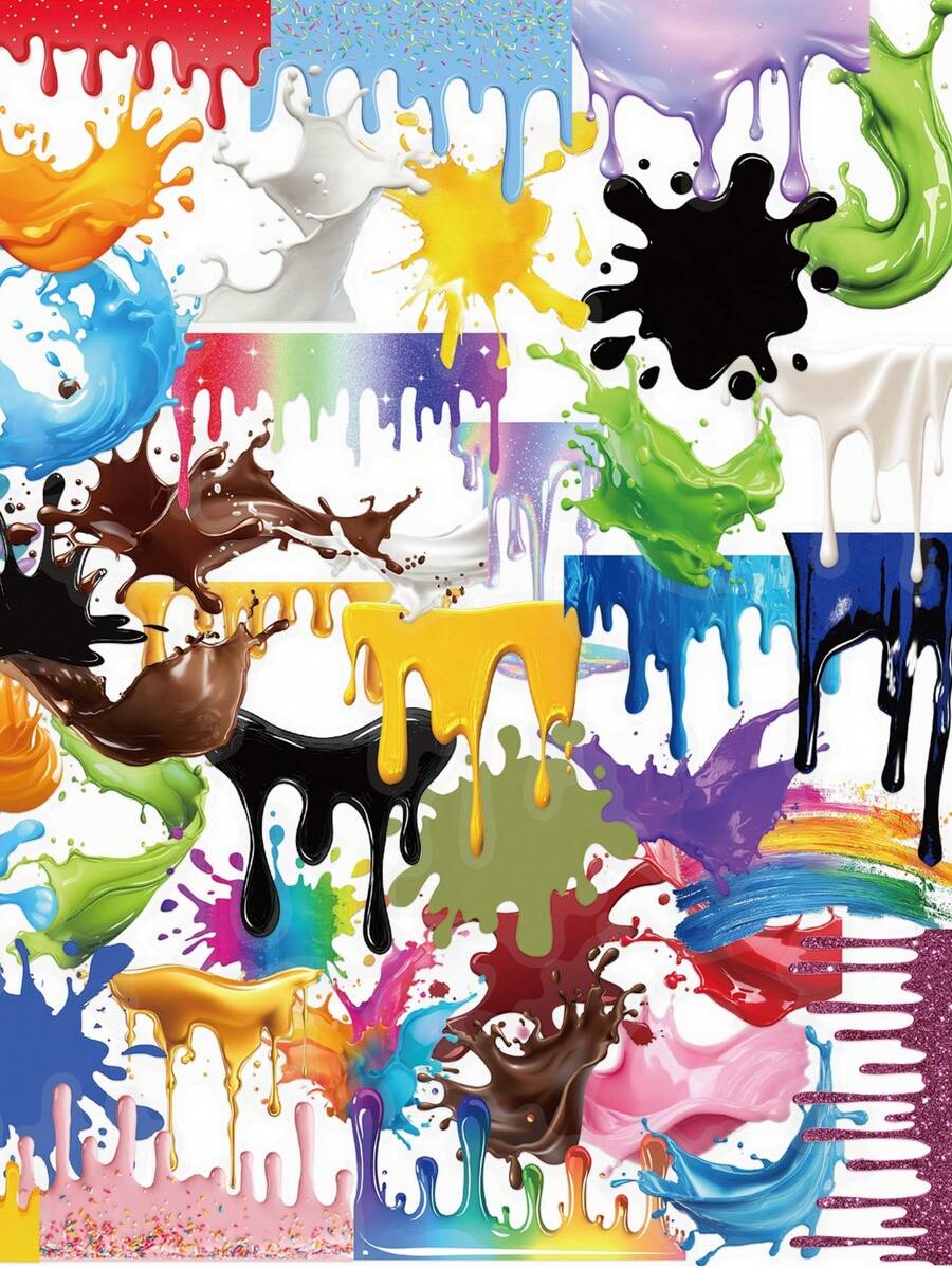 50pcs Transparent Aesthetic Stickers Scrapbook Stickers Colorful Water ...