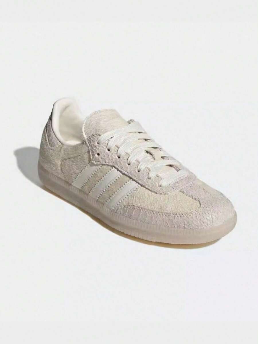 Adidas 三葉草女簡約T字頭拼接運動休閒板鞋 - 米色 - 查看 1