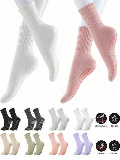 3双/包，随机8种颜色，普拉提防滑袜，女士彩色瑜伽袜，普拉提粘性袜，透气性好，适合芭蕾舞和瑜伽