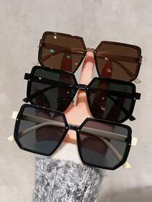 3 Pairs Fashion Large Frame Square Plastic Glasses For Women, Multi-Color Options, Suitable For Face Shape, Casual Daily Wear, Ideal For Vacation, Travel, Summer Beach, Outdoor Activities And Everyday Use - Multicolor - View 8