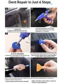 Aluminum Alloy Car Dent Repair Tool Kit - Suction Cup Design, Aluminum Alloy T-Handle Manual Tool, Includes 18pcs Pads, Various Size Dent Pullers, Suitable For Minor Dents And Hail Damage On Cars, Trucks And Motorcycles, No Battery Required, Mechanical T-Handle Dent Puller - Blue - View 7