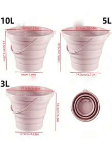 1pc Foldable Bucket With Handle - Durable Plastic Collapsible Bucket, Suitable For Car Washing, Camping, Fishing And Cleaning - Lightweight And Portable, Large Capacity Camping Water Container - Multicolor - View 6