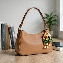 Mokcool Genuine Leather Leaf Flower Bag Charm, Bohemian Accessory, Leather Osmanthus Flower Keychain, Handbag Pendant Charm - 綠色 - 查看 4