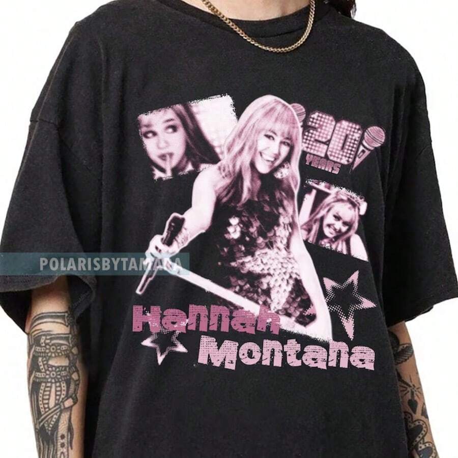 Vintage Hannah M Ontana Pop Star T-Shirt, Disneyland Girls Trip Tee, Magic Kingdom Shirt_ - 黑色 - 查看 1