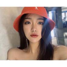 KANGOL Kangaroo Round-Brimmed Fisherman Hat With Sunshade Cap, Stylish And Versatile, With Circle-Shaped Fabric Towel, Extremely Popular.Hat . I8W3 - Vải bông xốp hình vòm màu xanh hồ - Xem 10