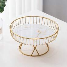 European Style Luxury Fruit Plate, Creative Living Room Fruit Basket, Afternoon Tea, Candy, Dessert Stand, Metal Tray - Multicolor - View 6