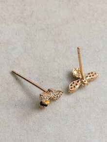 1 paire de boucles d'oreilles en forme d'abeille mignonne, convenant pour la décoration quotidienne des adolescentes, le port en soirée, cadeau d'anniversaire - 11# - Voir 6