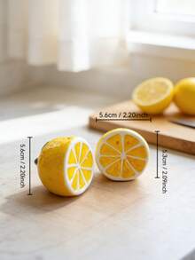 2pcs Lemon Shape Ceramic Salt And Pepper Shakers Set Cute Fruit Design Seasoning Bottles For Kitchen Dining Table Decor - Yellow - View 9