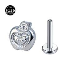 1pc New F136 Titanium Alloy Rhinestone Lip/Ear Stud, 0.9mm Gauge Piercing Jewelry For Summer - Lip Stud (1 Piece) - View 8