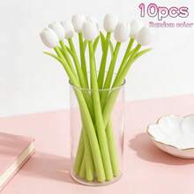 3/5/10 pezzi Penne a a tema tulipano che cambiano colore alla luce del sole, inchiostro nero, motivo floreale carino - adatte per decorazione d'ufficio, scrittura, sollievo dallo stress, regalo perfetto - tulipano - Visualizzare 12