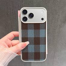 Funda para teléfono: Textura de tela a cuadros marrón y azul, diseño único y moderno.Compatible con iPhone 17/17 Pro/17 Pro Max/17 Air/16/16 Pro/16 Pro Max/16 Plus/15/15 Plus/15 Pro/15 Pro Max/14/14 Pro/14 Pro Max/13/12/11.Resistente a caídas - Color mixto 1 - Ver 3