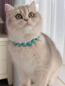 1件时尚波西米亚风串珠编织猫/狗项链，可爱项圈，适合日常佩戴 - 淺藍色 - 查看 6